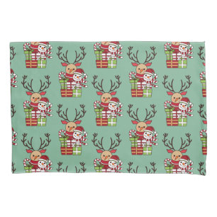 Merry Christmas cute cartoon reindeer snowman gift Pillow Case