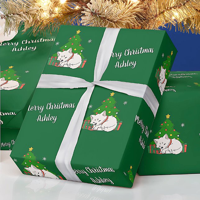 Merry Christmas Cute Cat Tree Vintage Wrapping Paper (Creator Uploaded)