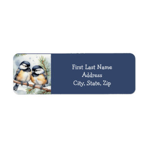 Merry Christmas Cute Chickadee Birds Label