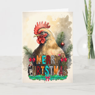Merry Christmas Cute Chicken Card