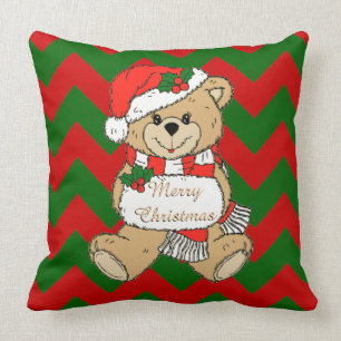 Merry Christmas Cute Christmas Bear Nursery Throw Pillow