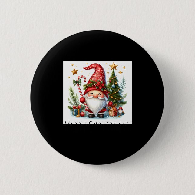 Merry Christmas Cute Christmas Gnome And More  Button (Front)