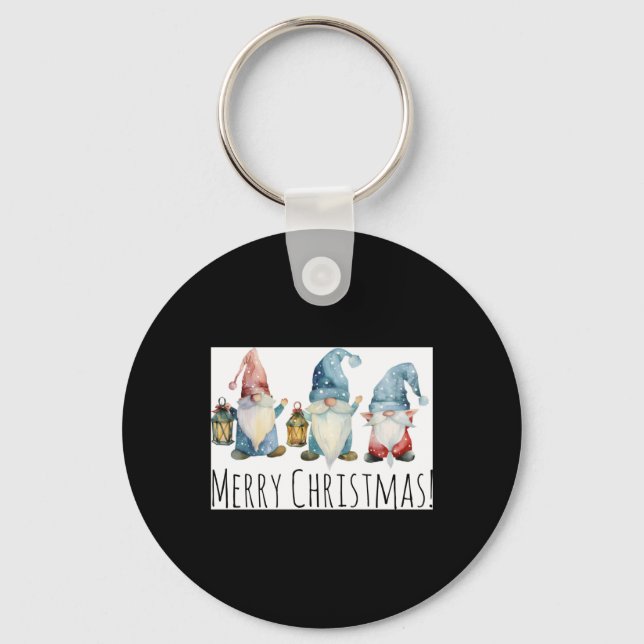 Merry Christmas Cute Christmas Gnomes T Shirt  Keychain (Front)