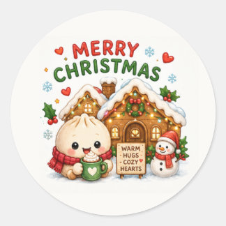 Merry Christmas Cute Classic Round Sticker