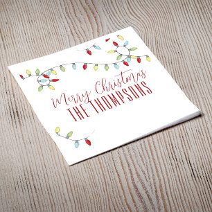 Merry Christmas Cute Colorful String Lights Napkins
