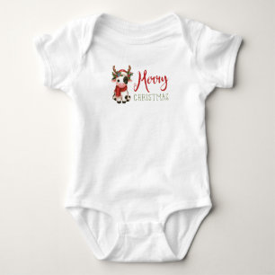 Merry Christmas cute cow Baby Bodysuit