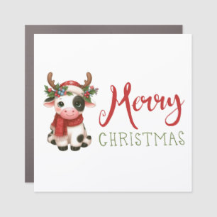 Merry Christmas cute cow Car Magnet