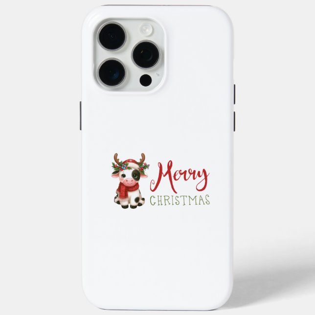 Merry Christmas cute cow  Case-Mate iPhone Case (Back)