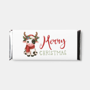 Merry Christmas cute cow Hershey Bar Favors