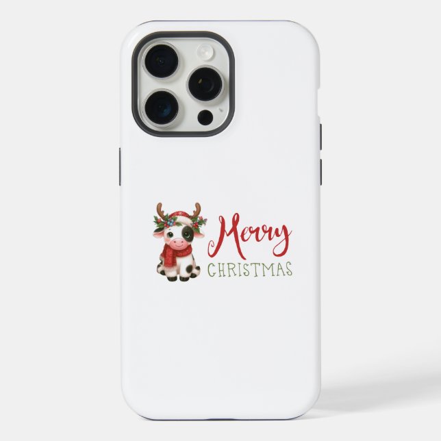 Merry Christmas cute cow  iPhone Case (Back)