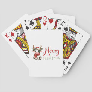 Merry Christmas cute cow  Poker Cards