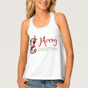Merry Christmas cute cow Tank Top