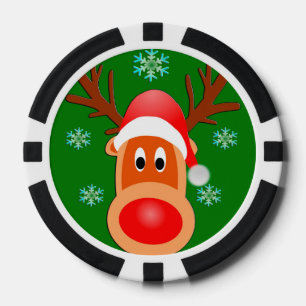 Merry Christmas Cute Deer Clay Poker Chips, Black Chips