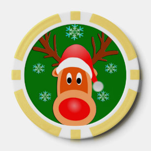 Merry Christmas Cute Deer Clay Poker Chips, Yellow Chips