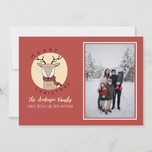 Merry Christmas Cute Deer Family Photo Holiday Card