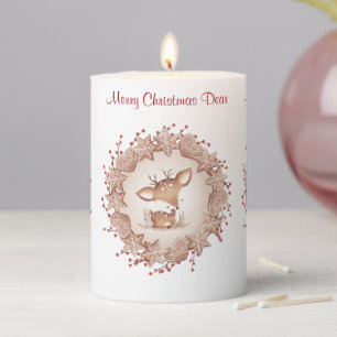 Merry Christmas Cute Deer Pillar Candle