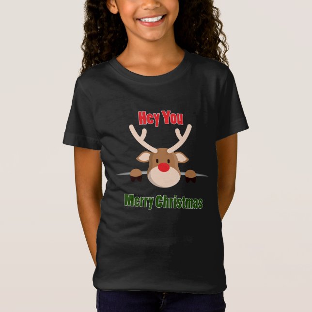 Merry Christmas Cute Deer T-Shirt (Front)