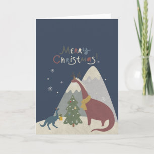 Merry Christmas Cute Dinosaurs Card