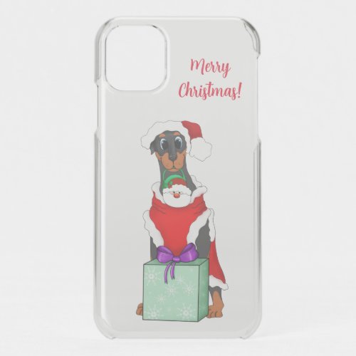 Merry Christmas Cute Doberman In Santa Outfit  Cas iPhone 11 Case