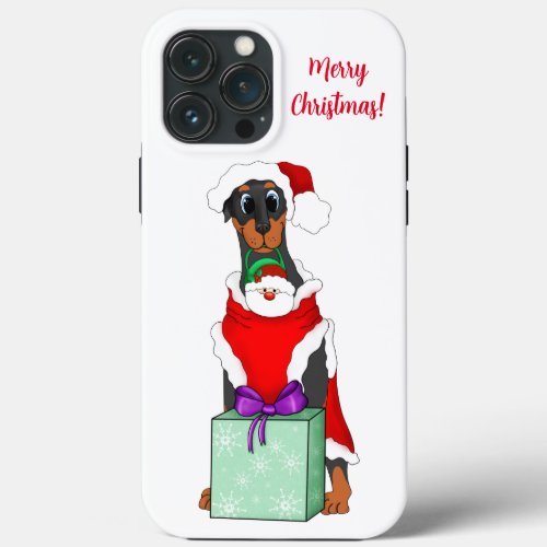 Merry Christmas Cute Doberman In Santa Outfit  iPhone 13 Pro Max Case