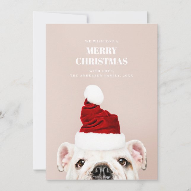 Merry Christmas. Cute dog. Animal Santa Claus Holiday Card (Front)