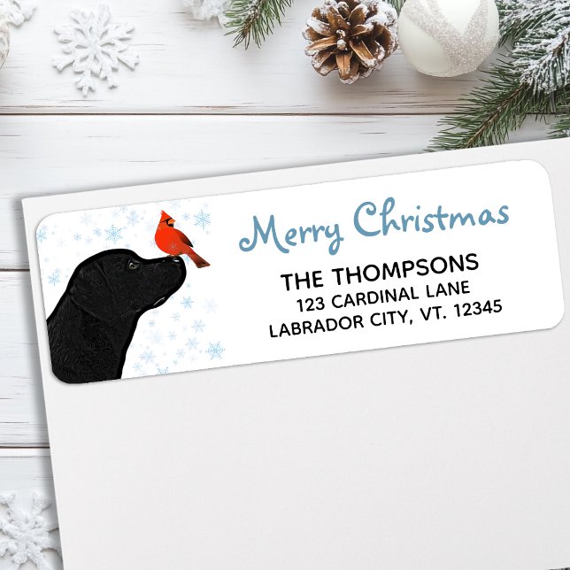 Merry Christmas Cute Dog Black Labrador Label (Creator Uploaded)