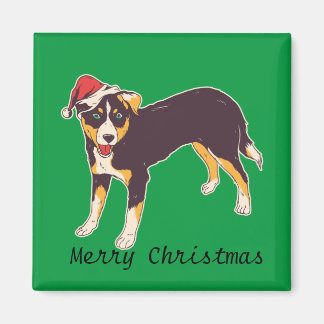 Merry Christmas | Cute Dog in Santa Hat Magnet