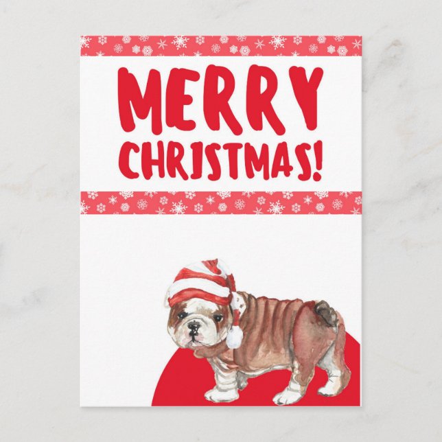 Merry Christmas Cute Dog Postcard (Front)