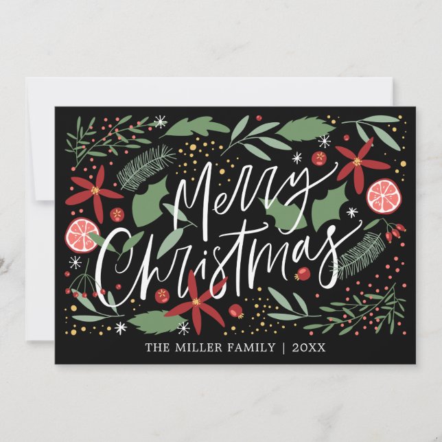 Merry Christmas Cute Doodle Holiday Card (Front)
