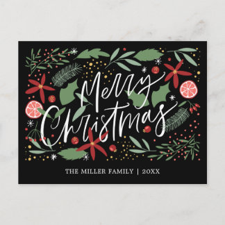 Merry Christmas Cute Doodle Holiday Postcard