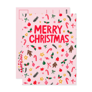 MERRY CHRISTMAS Cute Doodle Whimsical CUSTOM Postcard