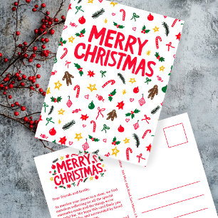 MERRY CHRISTMAS Cute Doodle Whimsical CUSTOM Postcard