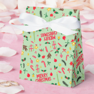Merry Christmas Cute Doodle Whimsical Pattern  Favor Boxes