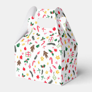 Merry Christmas Cute Doodle Whimsical Pattern  Favor Boxes