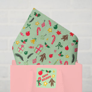 Merry Christmas Cute Doodle Whimsical Pattern Tissue Paper