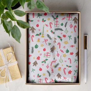 Merry Christmas Cute Doodle Whimsical Pattern Tissue Paper