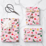 Merry Christmas Cute Doodle Whimsical Pattern  Wrapping Paper Sheets<br><div class="desc">Hope you like this holiday design. Click "personalize" to edit and change the background colors. Check my shop for more matching items like greeting cards, gift tags, stickers, mugs, towels, wrapping paper as well as other holiday patterns. Thanks for shopping with me! if you'd like something custom let me know!...</div>