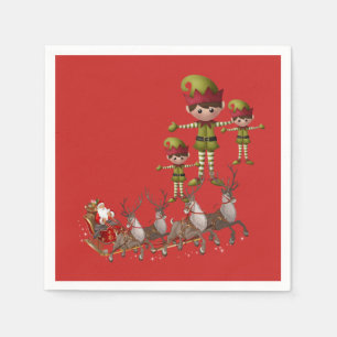 Merry Christmas Cute Elf Paper Napkins