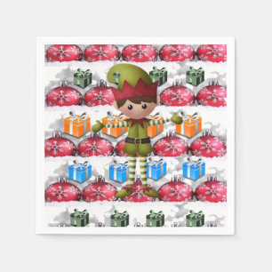 Merry Christmas Cute Elf Paper Napkins