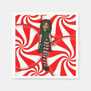 Merry Christmas Cute Elf Paper Napkins