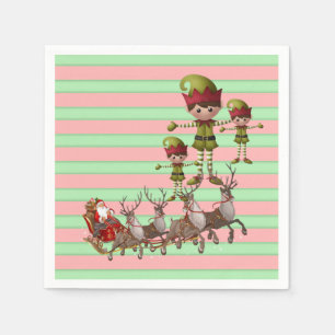 Merry Christmas Cute Elf Paper Napkins