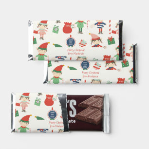 Merry Christmas Cute Elf Pattern Personalized Hershey Bar Favors