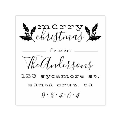 Merry Christmas  Cute Family Name Return Address Self_inking Stamp