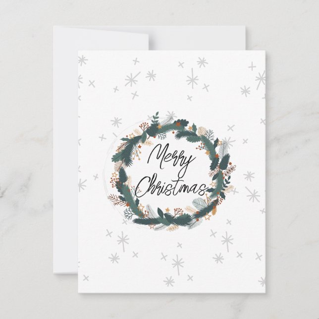 Merry Christmas cute farmhouse modern white grey Note Card (Front)