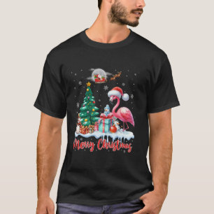 Merry Christmas Cute Flamingo Santa Hat Flamingo L T-Shirt