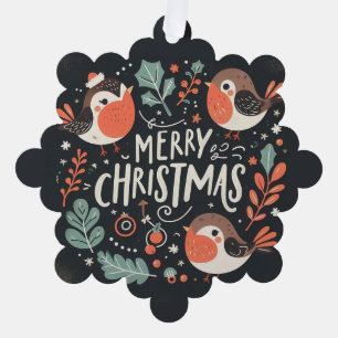 Merry Christmas Cute Foxes and Rabbits Favor Tags Ornament Card