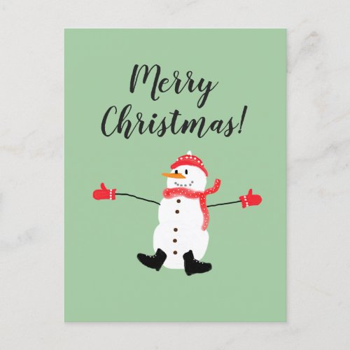 Merry Christmas Cute Frosty Snowman  Postcard