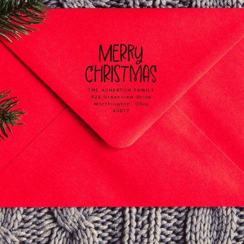 Merry Christmas cute fun holiday return address Self_inking Stamp