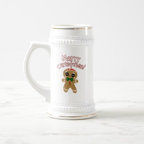 Merry Christmas Cute Gingerbread Man Beer Stein