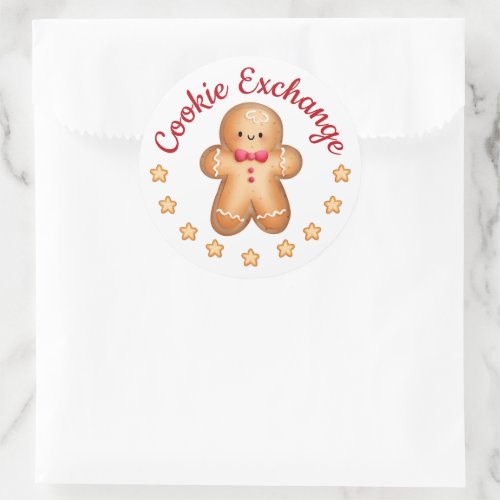 Merry Christmas Cute Gingerbread Man Classic Round Sticker